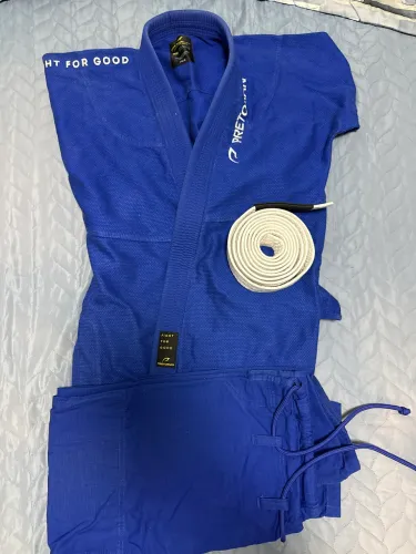 Quimono de Jiu Jitsu Pretorian A2 azul + Faixa branca