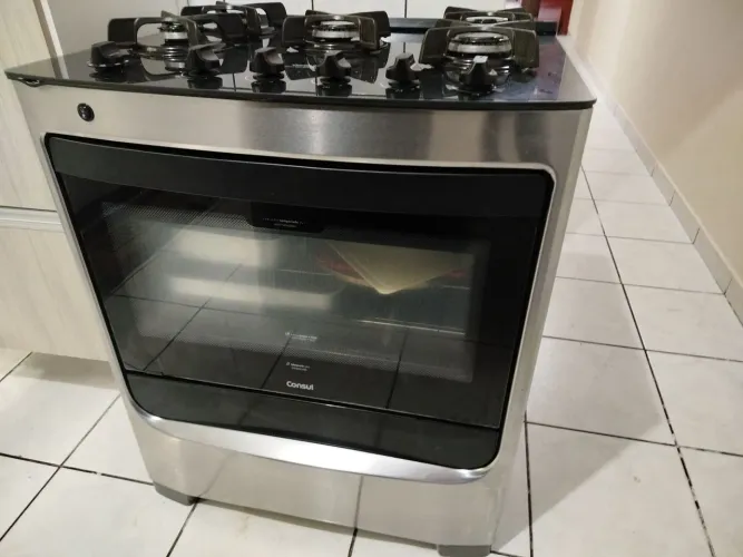 Fogão 5 Bocas Consul Inox Mesa de Vidro - Lindo e Muito Conservado!