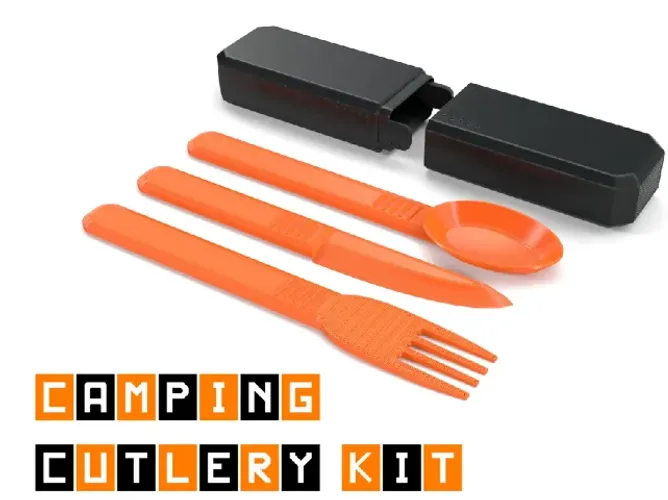 Kit de Talheres para Camping em PLA com Porta Talheres - Leve, Resistente e Sustentável