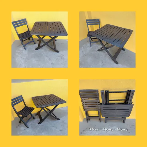 Mesa dobrável com cadeira 