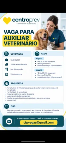 Vaga auxiliar veterinário