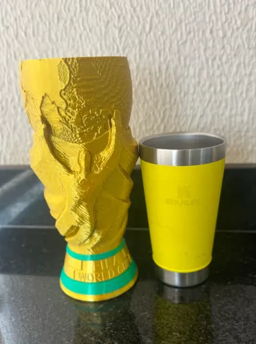 Suporte Decorativo para Copo Térmico - Taça copa do mundo de Futebol