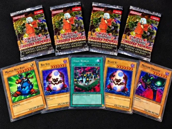 5 cartas  Pegasus 2003 1st Edition + 4 Boosters Antigo Milênio ? Lote Raro