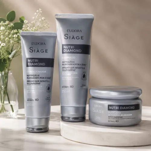 Kit Eudora Siàge Nutri Diamond (Shampoo + Condicionador + Máscara) Novo
