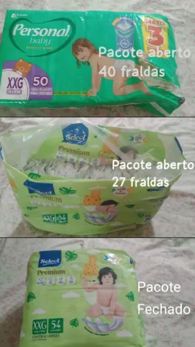 Fralda Descartável XXG - 2 Pacotes abertos e 1 Fechado 
