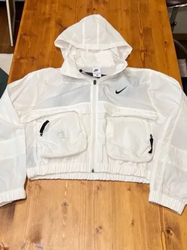 jaqueta nike windbreaker branca cropped capuz tam m nylon 100% original