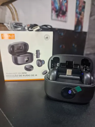 Microfone de lapela 2 in 1 duplo (tipo c e Lightning)