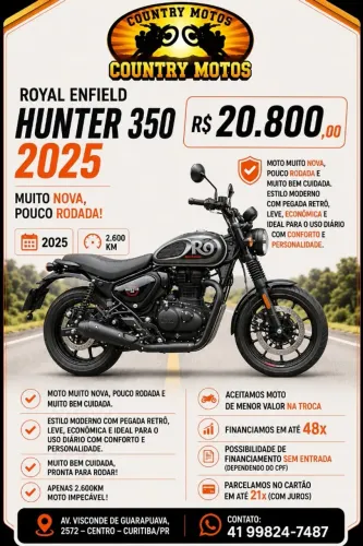 Royal Enfield Hunter 350 - 2025 - Apenas 2.600km