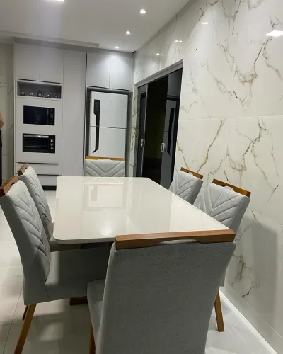 Mesa de Jantar 160x80 Com 6 Cadeiras 100% Madeira