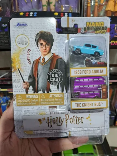 Pack 2 Miniaturas Nano Harry Potter 1959 Ford Anglia e Ônibus 3 Andares Knight Bus Jada