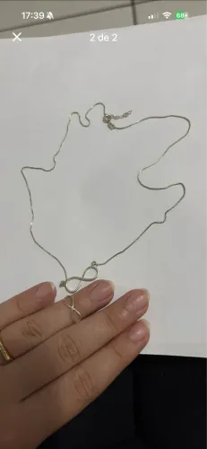 Conjunto de colar e anel de falange símbolo do infinito prata 925