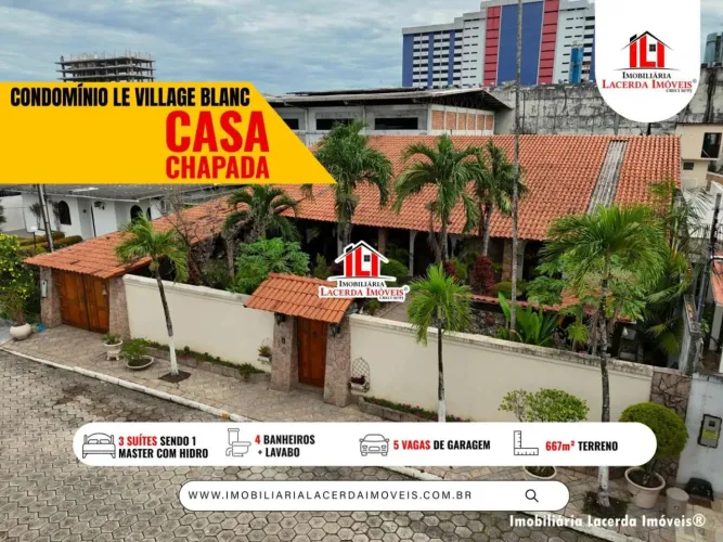 Condomínio Le Village Blanc, Casa estilo Colonial, 3 suites, 667m² Terreno, Casa Chapada