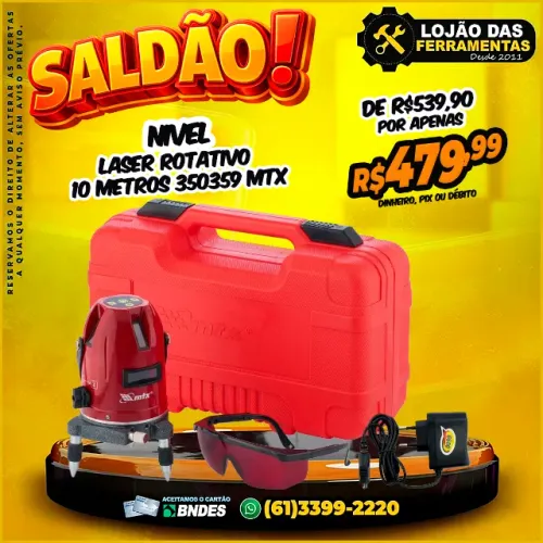 Nível Laser Rotativo 10 Metros 350359 Mtx