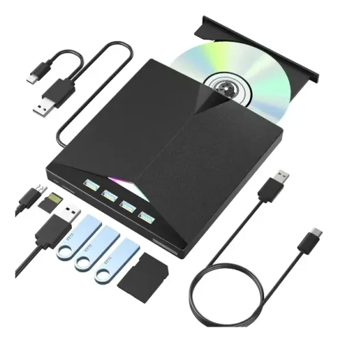 7 Em 1 Gravador Leitor Cd/dvd Externo Usb3.0 Pc Notebook