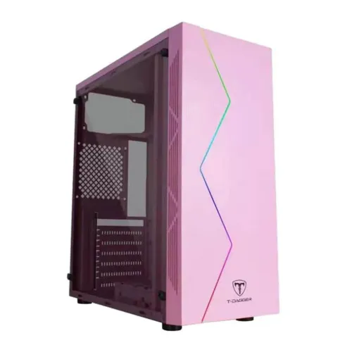 Gabinete Gamer T-Dagger P03P, RGB, Mid Tower, Lateral de Acrilico, Rosa, TGC-P03P  - NOVO