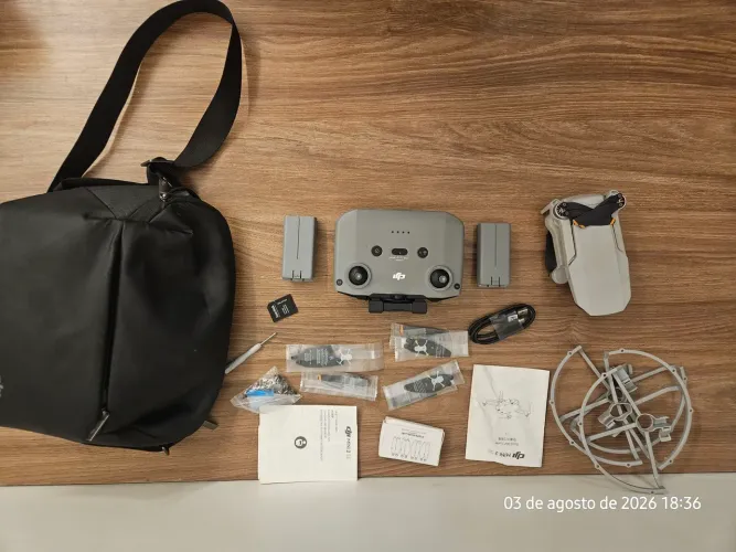 Drone dji mini 2 se + protetor de hélice e suporte de pouso