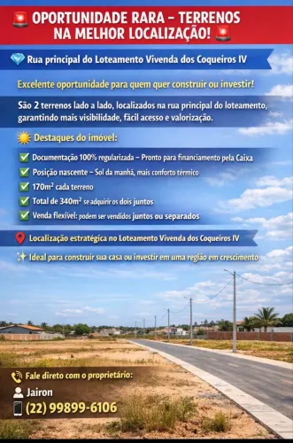 Vendo terreno no Loteamento Vivendas do Coqueiro IV