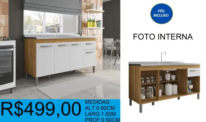 Balcão - para pia - 1.60M - compre hoje e receba em até 72 horas 