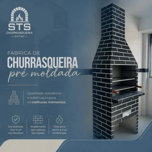 Churrasqueira pré moldada a partir de 480 já com o kit inox