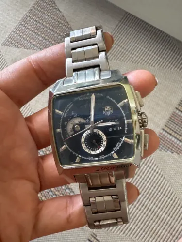 Relógio Estilo Monaco em Aço Inox - Cronógrafo - Excelente Estado
