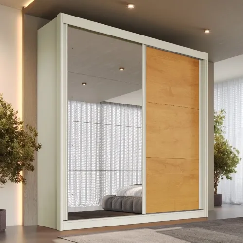 Guarda-Roupa 2 Portas Mali 151,5 m Off White/Peroba tt88