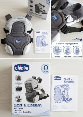Canguru Chicco Soft & Dream (0m+ até 9kg) - 3 Posições - Semi-novo com Caixa e Manual
