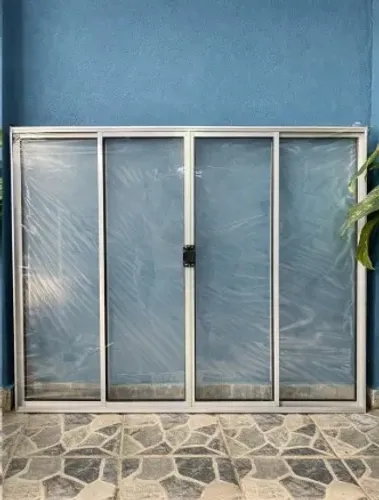 JANELA DE ALUMÍNIO VITRO 4 FOLHAS BRILHANTE**