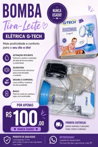 Bomba Tira-Leite Elétrica G-Tech Compact - Nunca Usada | R$ 100,00
