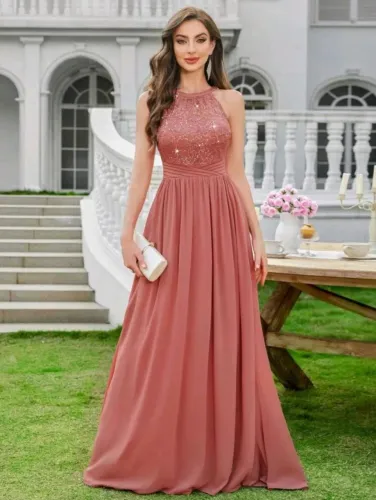 Vestido longo rosa