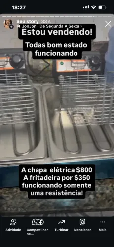 Fritadeira,cilindro e chapa