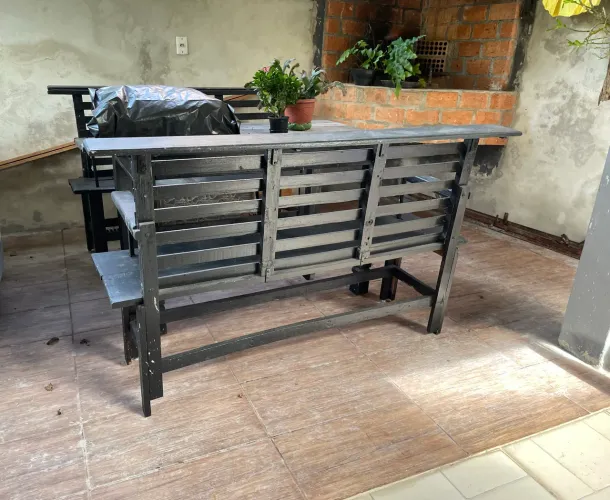 BAIXEI mais o PREÇO Kit mesa/ 2 bancos rústico peça de carroça antiga 