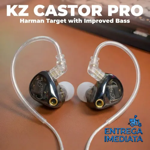 Fone KZ Castor Pro Improved Bass - Retorno de Palco / Fone Gamer Jogos e Músicas