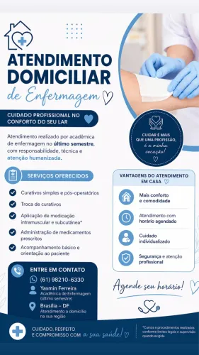 Curativo e aplicação de medicamentos no conforto da sua casa