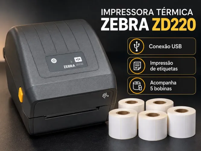 Impressora de Etiquetas Zebra ZD220 - Térmica