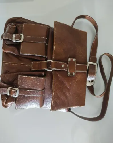 Bolsa de couro legítimo marrom