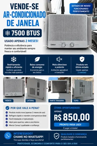 ? Ar-condicionado de janela Consul 7.500 BTUs - Usado apenas 2 meses