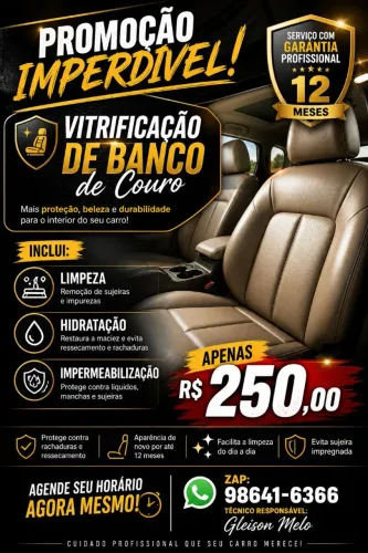 Vitrificação de banco de couro 
