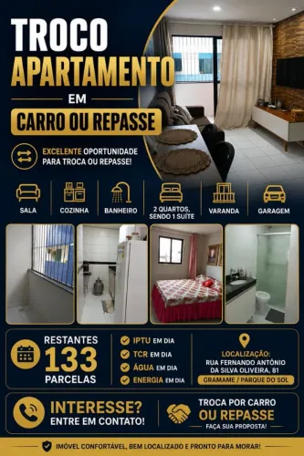 APARTAMENTO - ACEITO TROCA POR VEÍCULO<br>