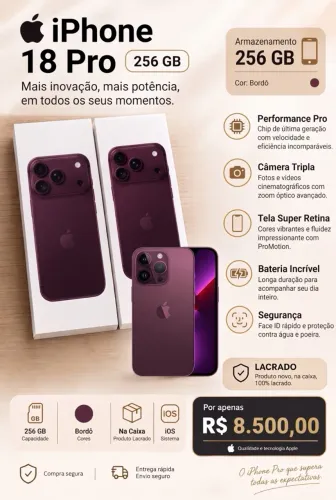 iPhone 18 PRO BORDÔ - 256 GB
