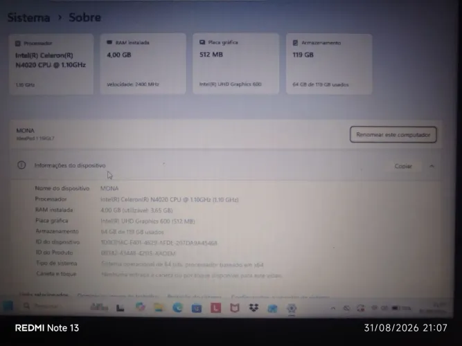 Notebook lenovo