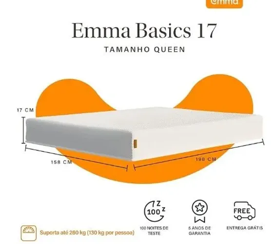 Colchão Queen Emma Basics 17 cm - 158x198 cm Espuma D28 17cm (LACRADO)