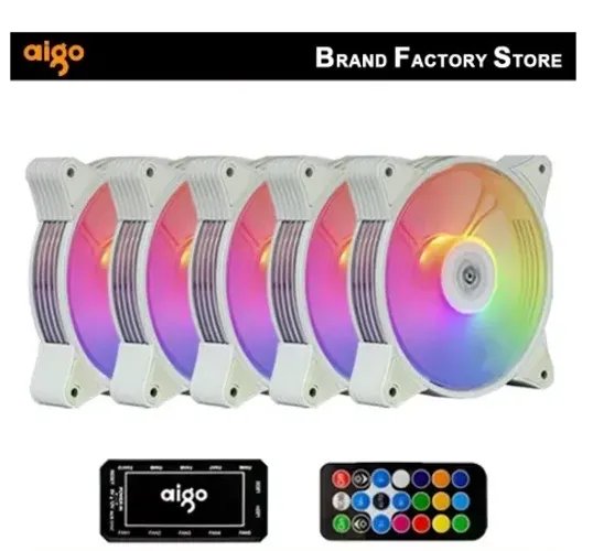 Kit FAN Aigo Branco Argb 6 Unidades + Controladora