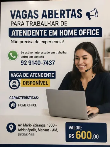 VAGA PARA ATENDENTE DISPONÍVEL 