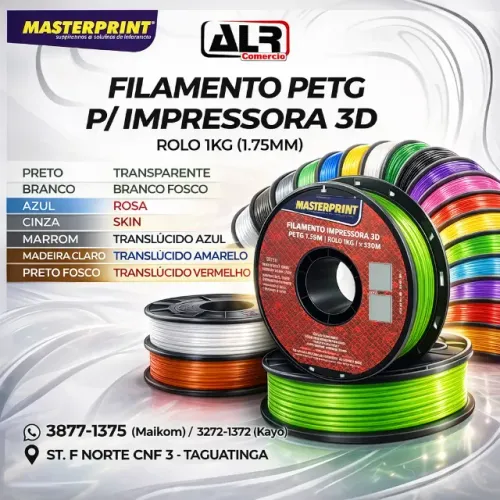 FILAMENTO ( PETG ) P/ IMPRESSORA 3D 1KG // 1.75MM - MASTERPRINT