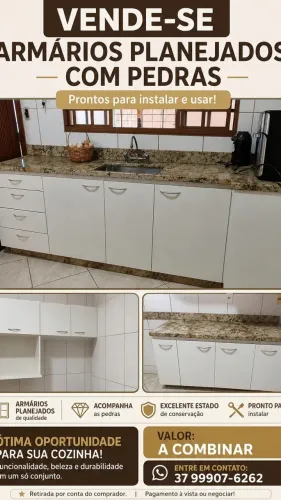 Armário de cozinha planejado já vai com as bancadas
