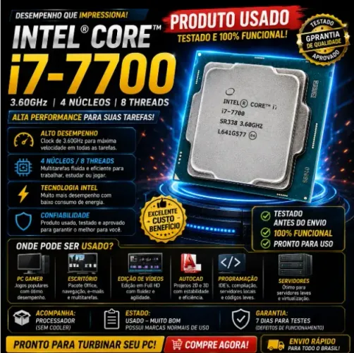 PROCESSADOR INTEL CORE i7-7700 3.60GHz - PERFEITO ESTADO