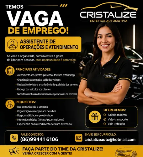 Vaga p assistente de operação e atendimento