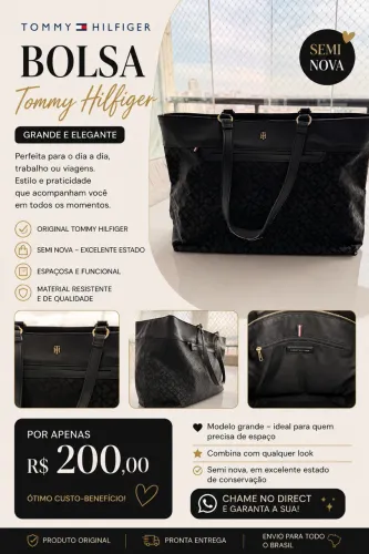 bolsa tommy hilfiger preta, grande