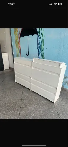 BALCÃO CAIXA + BALCÃO SIMPLES  COM DETALHE RIPADO MDF 