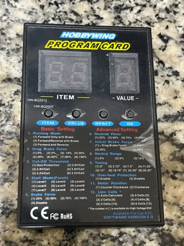 Hobbywing program card programador esc Automodelo elétrico 